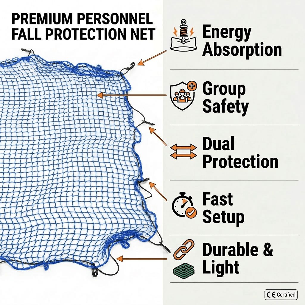 شبكة أمان البناء HDPE شديدة التحمل للحماية من السقوط