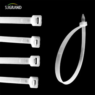 أبيض اللون أبيض نايلون كابل يربط روابط سحاب بلاستيكية